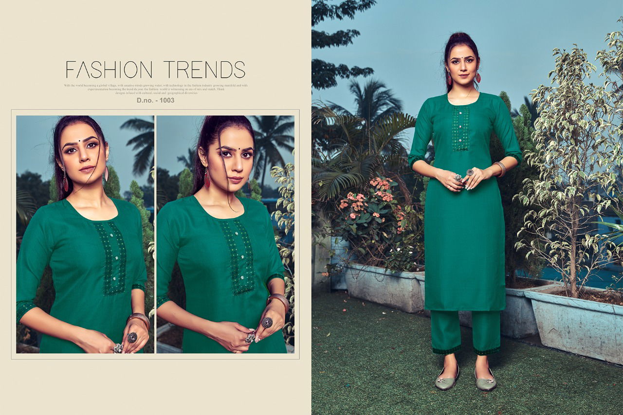 Vff Life Style Ethnic Wear Designer Cotton Latest Kurti With Bottom Collection